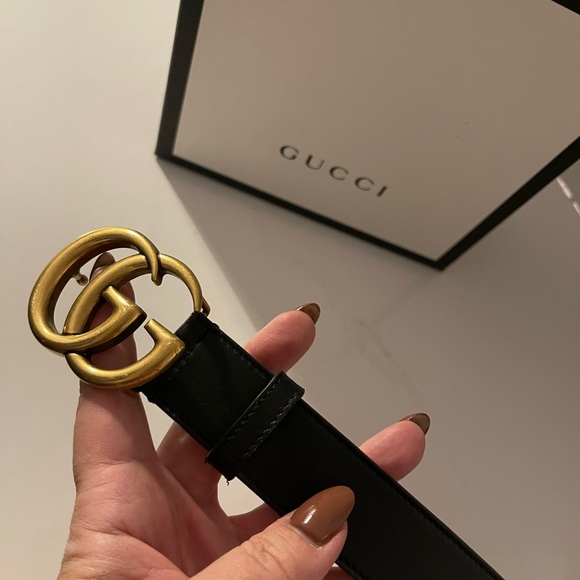 Authentic Gucci leather belt with Double G buckle, sz 29 US waist, worn 2 x - Picture 5 of 16
